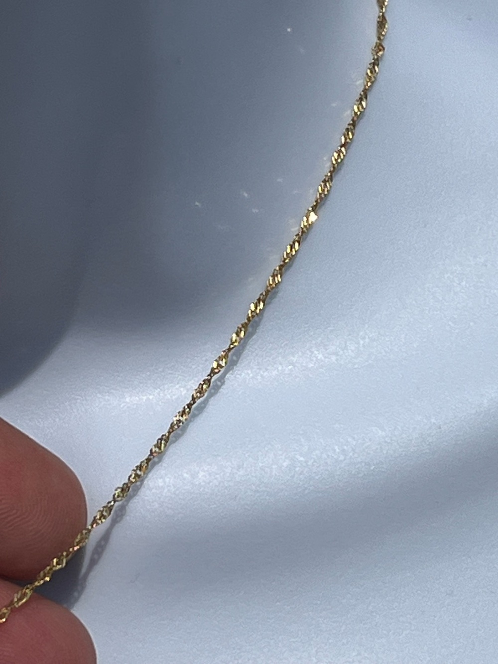 K1: Solid 14K Yellow Gold Twisted Sparkle Chain Necklace - Women- 16 - Picture 2 of 7